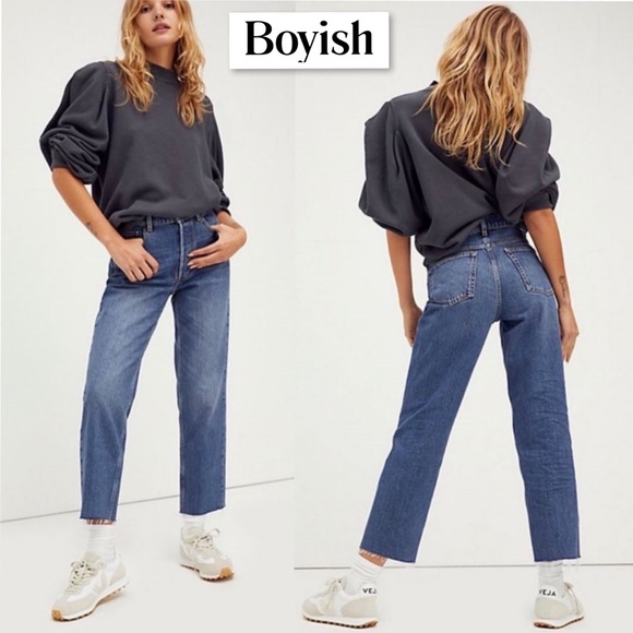 Boyish Denim - Boyish Tommy Jeans High Rise Straight Greed Wash Cotton Button Fly 26 Raw Hem